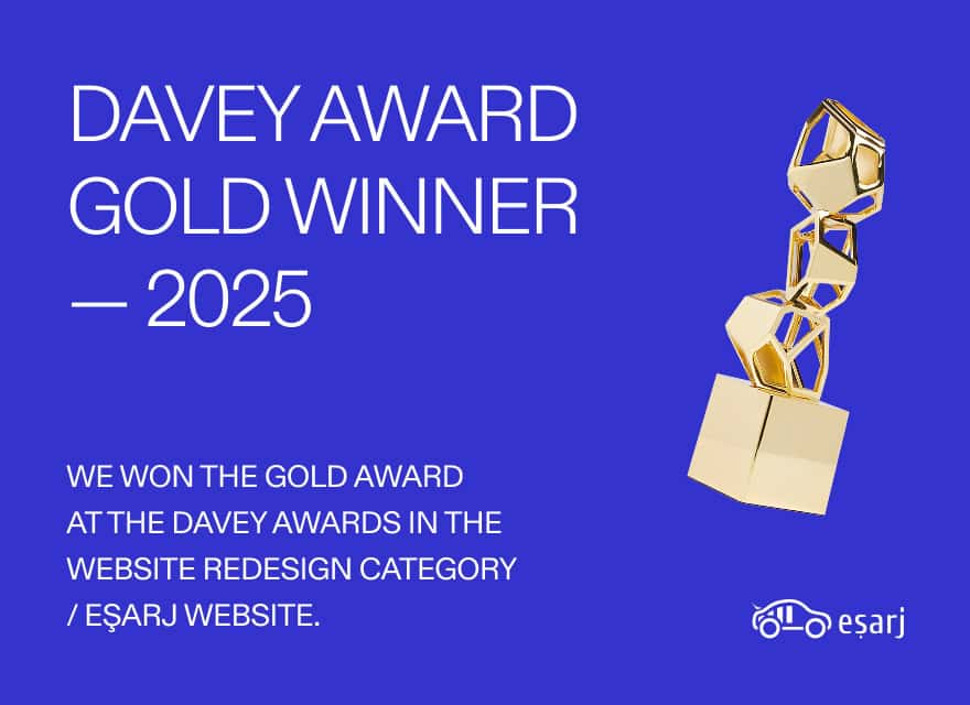 Eşarj, whose website we developed, won the Gold Award in the Website Redesign category at the Davey Awards.