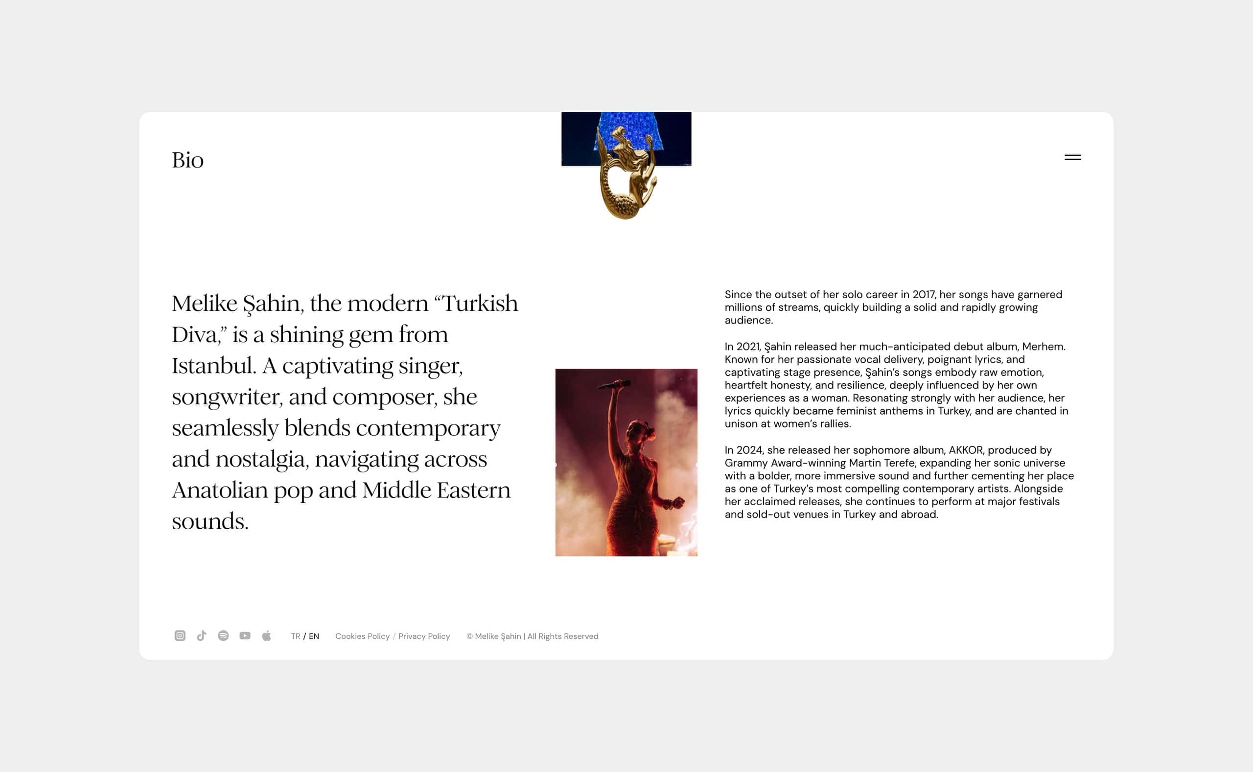 Melike Şahin web sitesi önizlemesi